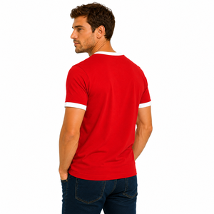 T-shirt Ringer Homme Tendance, Col Rond, Manches Courtes, Couleur Unie avec Bordure Contrastante, Haute Qualité, Décontracté, Respirant, 220g, Personnalisable - Product Image 5