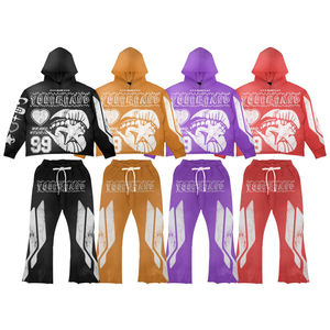 Ensemble sweat à capuche graphique noir et rose personnalisé et pantalon de survêtement large pour homme, style streetwear vintage, fabricant de vêtements OEM - Product Image 6