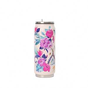 Botella de Agua Personalizada de Acero Inoxidable, Doble Pared Aislada, Tipo Lata de Cerveza, para Sublimación, con Tapa y Pajita - Product Image 2