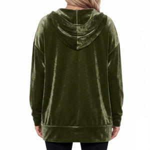 Nouveau style de sweat à capuche zippé en velours pour femme, design tendance, décontracté, pour l'extérieur, en vente - Product Image 2