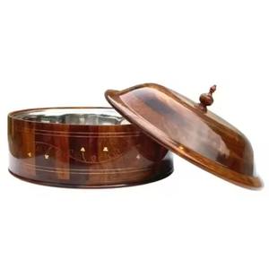 Caja de madera maciza tradicional para chapati, hecha a mano, para guardar pan roti. - Product Image 4