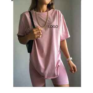Best Quality Summer Plus Size Women Casual Loose Breathable T Shirt with Custom Logo 100% Cotton Collar O Neck T Shirt - Product Image 5