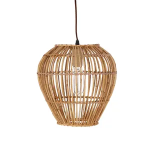 Vente à chaud d'abat-jour suspendu tissé à la main en rotin, luminaire de plafond personnalisable de luxe écologique, éclairage intérieur - Product Image 5