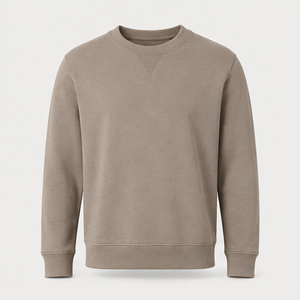 Sweat-shirt personnalisé pour homme, coupe droite classique, col rond classique avec insert en V tonal, en coton pêche, tissu éponge, MCRW-0035 - Product Image 1