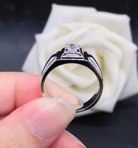 Mens Luxury Rhodium Plated Moissanite <b>Ring</b> <b>925</b> Sterling <b>Silver</b> Prong Setting Engagement Wedding Band Party D Color VVS Third - Product Image 2