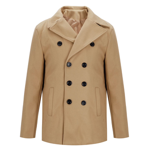 Manteau long pour homme de haute qualité, couleur brun clair, boutons classiques, veste en laine pour homme, coupe ajustée, épais, coupe-vent pour l'hiver - Product Image 1