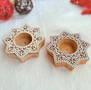 Nordic Star Shape Wooden Candle Holder Handmade <b>Tea</b> Light Candle <b>Stand</b> Home Decoration Christmas - Product Image 1
