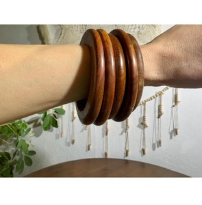 Handmade Solid Wood <b>Bangles</b> Vintage Style Wooden <b>Bracelets</b> with Smooth Finish - Product Image 3