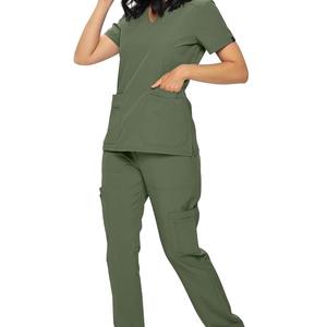 Ensemble de tenues médicales personnalisées pour femmes, extensible dans les 4 sens, col en V, manches courtes, uniforme d'infirmière, pantalon cargo jogger pour hôpital et clinique dentaire - Product Image 2