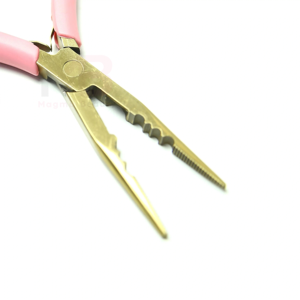 eft Hair <b>Extension</b> Plier Set Micro Ring <b>Beads</b> Remover Applicator Opener Plier Pink Handles Metal Construction - Product Image 3