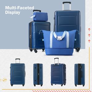 Set di bagagli in ABS leggeri in 2 pezzi con ruote Spinner espansibili con lucchetto da 20 pollici + valigia da 24 pollici con ruote - Product Image 3