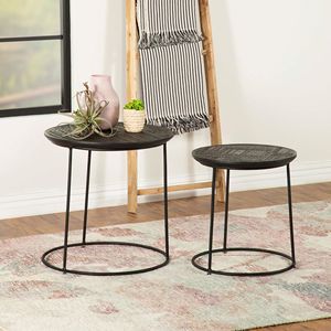 <b>Matte</b> Black 2-Piece Nesting <b>Table</b> for Living Room Elegant Furniture Set - Product Image 1