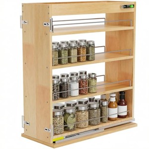 Meuble de rangement pour épices en bois de teck - Tiroir coulissant avec quincaillerie en laiton pour cuisine - Vente en gros - Product Image 2