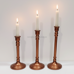 เชิงเทียนทองแดงโบราณพร้อมฝาครอบเทียนแท่นวางเทียนโลหะสำหรับตกแต่งโต๊ะงานแต่งงานทำจาก2026 - Product Image 1