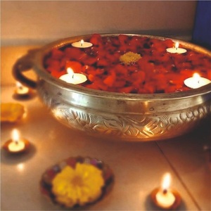 Handmade Brass Urli Bowl Lotus Design Floating Flowers Candles Traditional <b>Indian</b> <b>Home</b> <b>Decor</b> Wedding Centerpiece Heat Resistant - Product Image 5