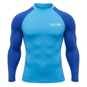 Camisetas de Compresión Rash Guard para Hombre, Transpirables, de Secado Rápido, de Color Sólido, con Logotipo Personalizado, de Spandex, para Gimnasio, Surf y Buceo - Product Image 1