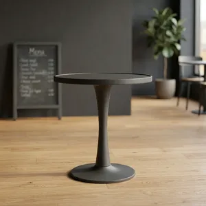 Table d'appoint noire moderne avec plateau rond, meuble d'appoint sur piétement, table d'appoint minimaliste pour salon, chambre, salle de séjour, décoration intérieure - Product Image 4
