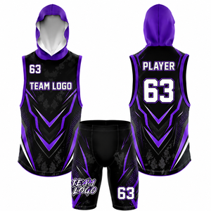 Conjunto de Uniforme de Fútbol 7v7 Sublimado Personalizado, Camiseta sin Mangas con Capucha, Pantalones Cortos de Compresión para Hombre, Jersey Transpirable de Secado Rápido - Product Image 4