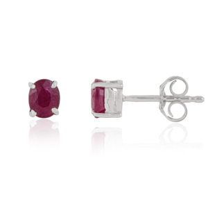 Beautiful Simple Design Oval Cut Natural Ruby Gemstone Prong Set 925 <b>Sterling</b> <b>Silver</b> Handcrafted <b>Stud</b> Earrings - Product Image 3