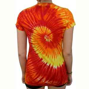 T-shirt violet à manches courtes et col rond en coton respirant, style tie-dye oversize, tendance estivale, streetwear pour femme - Product Image 5