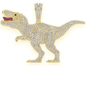 SHRAMAN JEWELS Colgante de Dinosaurio con Incrustaciones de Moissanita, Personalizado, Estilo Hip Hop, Plata 925 con Baño de Rodio, Estilo Clásico, Amuleto Brillante para Fiesta - Product Image 3