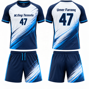 Conjunto de Camiseta de Fútbol Personalizada para Hombre, de Poliéster, con Estampado Diagonal Blanco, Protección UV, Sublimación, para Equipos - Product Image 1