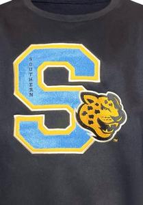 Sudadera de cuello redondo bordada Southern University Jaguars para mujer, azul marino, con logo de la letra S, manga larga, de algodón tejido. - Product Image 3