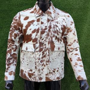 <b>Men's</b> Genuine <b>Leather</b> Shirt <b>Jacket</b> Animal Print Turn-down Collar Casual Regular Fit Autumn Style - Product Image 6