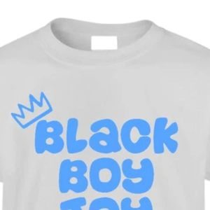 Men's <b>White</b> Black Boy Joy Graphic T Shirt with Blue Crown Lettering Short Sleeve Crew Neck Casual Cotton <b>Tee</b> Everyday Fashion - Product Image 2