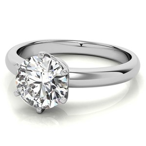 Anillo Clásico de 6 Puntas en Oro Blanco de 10K con Moissanita de Corte Brillante Redondo de 1.3 Quilates, Anillo de Compromiso Solitario - Product Image 3