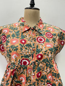 Débardeurs en coton tissé à imprimé floral écologique pour femme, légers, courts, boutonnés, décontractés, style japonais, pour le bureau et le quotidien - Product Image 3