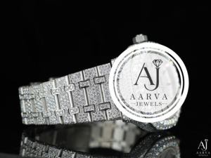 Montre mécanique en acier inoxydable glacé, cristal saphir, analogique, bracelet à maillons incrusté de diamants de 20 mm, bijoux de luxe pour femmes - Product Image 4