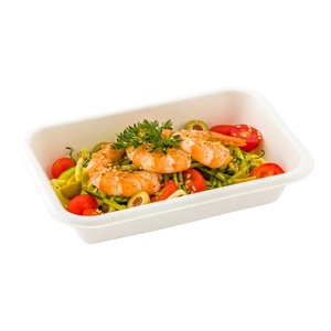 Boîte à emporter en bagasse écologique anti-fuite 1000 ml, compostable, pour livraison, design rectangulaire, non blanchie - Product Image 1