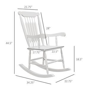 Set di 2 Sedie a Dondolo da Giardino in Legno Bianco con Schienale Alto, Comode e Resistenti fino a 160 kg - Product Image 3