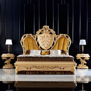 Offre Spéciale : Ensemble de Chambre Luxe Mandarin Oriental – Lit Capitonnée Jaune Style Palais Classique avec Cadre Sculpté Or Royal - Product Image 1