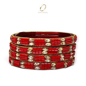 Bracelets modernes en verre borosilicate rouge de style cachemire, plaqués or avec pierres de zircon pour femmes, prix de gros, export mondial - Product Image 5