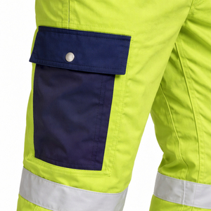 Combinaison de travail de sécurité en coton haute visibilité réfléchissante pour la construction, vêtements de protection durables - Product Image 4