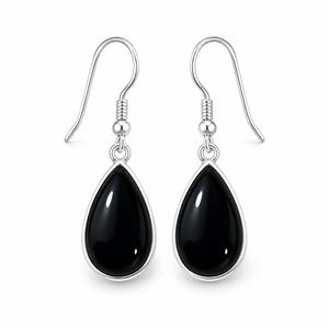Natural Green Onyx Bohemian Style Pear Cut Water <b>Drop</b> Dangle Earrings 925 Sterling Silver Bezel Set Certified Women's Gift - Product Image 1