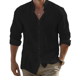 <b>Men's</b> Long-Sleeved Cotton/Polyester Quick Dry Summer <b>Beach</b> Style <b>Shirts</b> Solid Color Casual <b>Shirt</b> Low Price Sale - Product Image 2