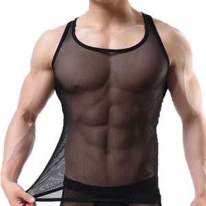 Chemises décontractées modernes pour hommes, à manches courtes, en maille filet transparente, col rond, style transparent, personnalisées - Product Image 5