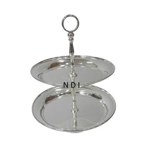 Juego de 3 platos para pastel de bodas con diseño grabado a mano, con soporte en acabado dorado para accesorios de vajilla de restaurante. - Product Image 6