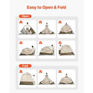 <b>2</b>-<b>Room</b> Foldable Camping Shower <b>Tent</b> Stakes Ropes Carry Bag Crossbar 150D Oxford Fabric Silver Coating for Beach Fishing - Product Image 5