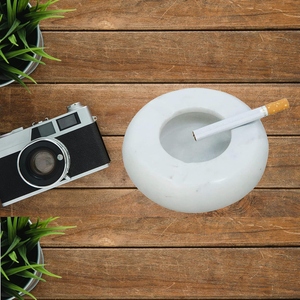 White Aluminum Smokeless Square <b>Ashtray</b> 4 Inch Indoor/Outdoor Use Premium Cigar/Cigarette Holder Durable Heat Resistant Elegant - Product Image 5