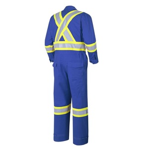 Combinaison de travail unisexe bleue réfléchissante haute visibilité antibactérienne certifiée CE, vêtements de sécurité industrielle en coton - Product Image 2