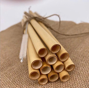 <b>Bamboo</b> Straws 200 Mm 8 Mm Inner Diameter Biodegradable Reusable Drinking Straws for Party Minimalist Style - Product Image 1