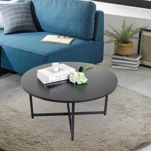 Modern Black Round <b>Coffee</b> <b>Table</b> <b>Small</b> Circle Center <b>Table</b> Wooden Accent Tea <b>Table</b> for Living Room Apartment - Product Image 3