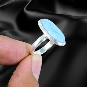 Anillo de Plata Larimar, Anillo de Plata de Ley 925, Plata de Ley 925 Sólida - Product Image 3