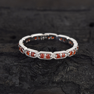 New Women's Classic 925 Sterling Silver Engagement Wedding <b>Fine</b> <b>Ring</b> Natural Red Garnet Gemstone Full Eternity Band <b>Fine</b> Jewelry - Product Image 5