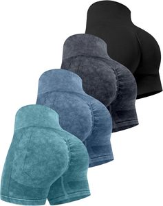 Shorts de sport pour femme, taille haute, effet ventre plat, froncé discret, pour la course et le yoga - Product Image 3