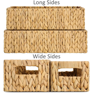 Panier rectangulaire en jacinthe d'eau pour le rangement du papier toilette, organisateur de salle de bain en osier tressé écologique pour maisons modernes - Product Image 2